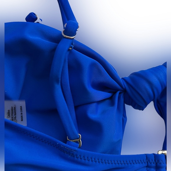 Vibrant Blue Knot Front Cheeky Thong Bikini Set - Picture 7 of 12